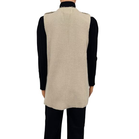 Liz Claiborne Womens Faux Fur Sweater Vest with Knit Back Size S Pockets - Picture 6 of 13